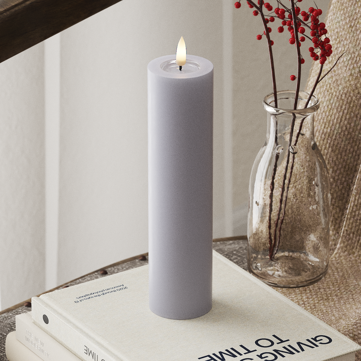 Deluxe Homeart LED Pillar candle Ø 5 x 20 cm Dusty Blue LED Pillar candle 4