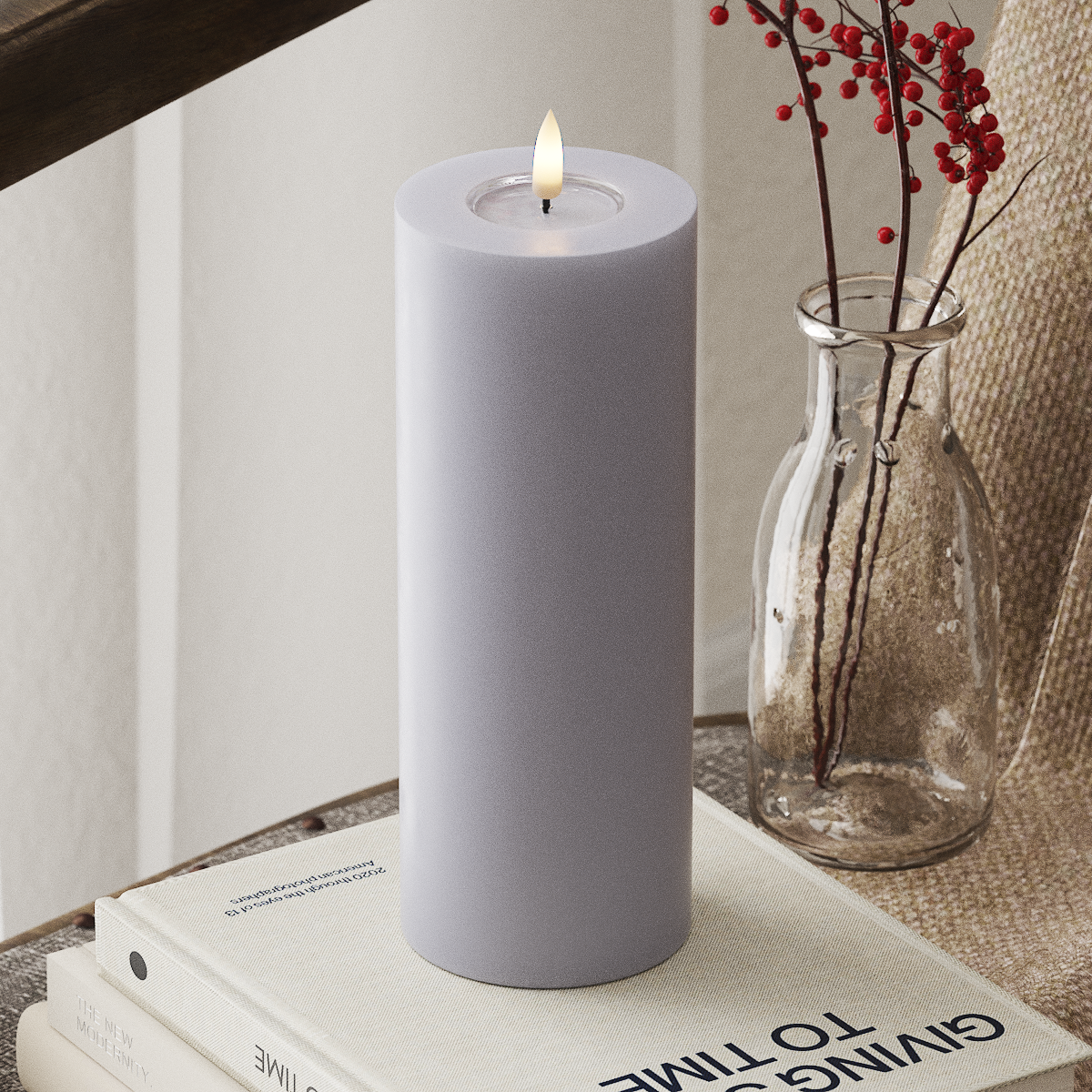 Deluxe Homeart LED Pillar candle Ø 7.5 x 20 cm Dusty Blue LED Pillar candle 4