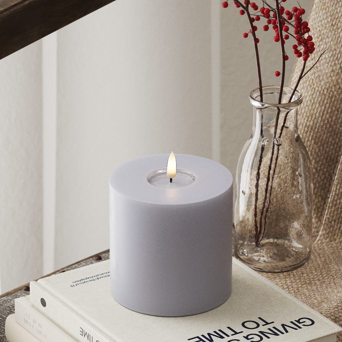 Deluxe Homeart LED Pillar candle Ø 10 x 10 cm Dusty Blue LED Pillar candle 4