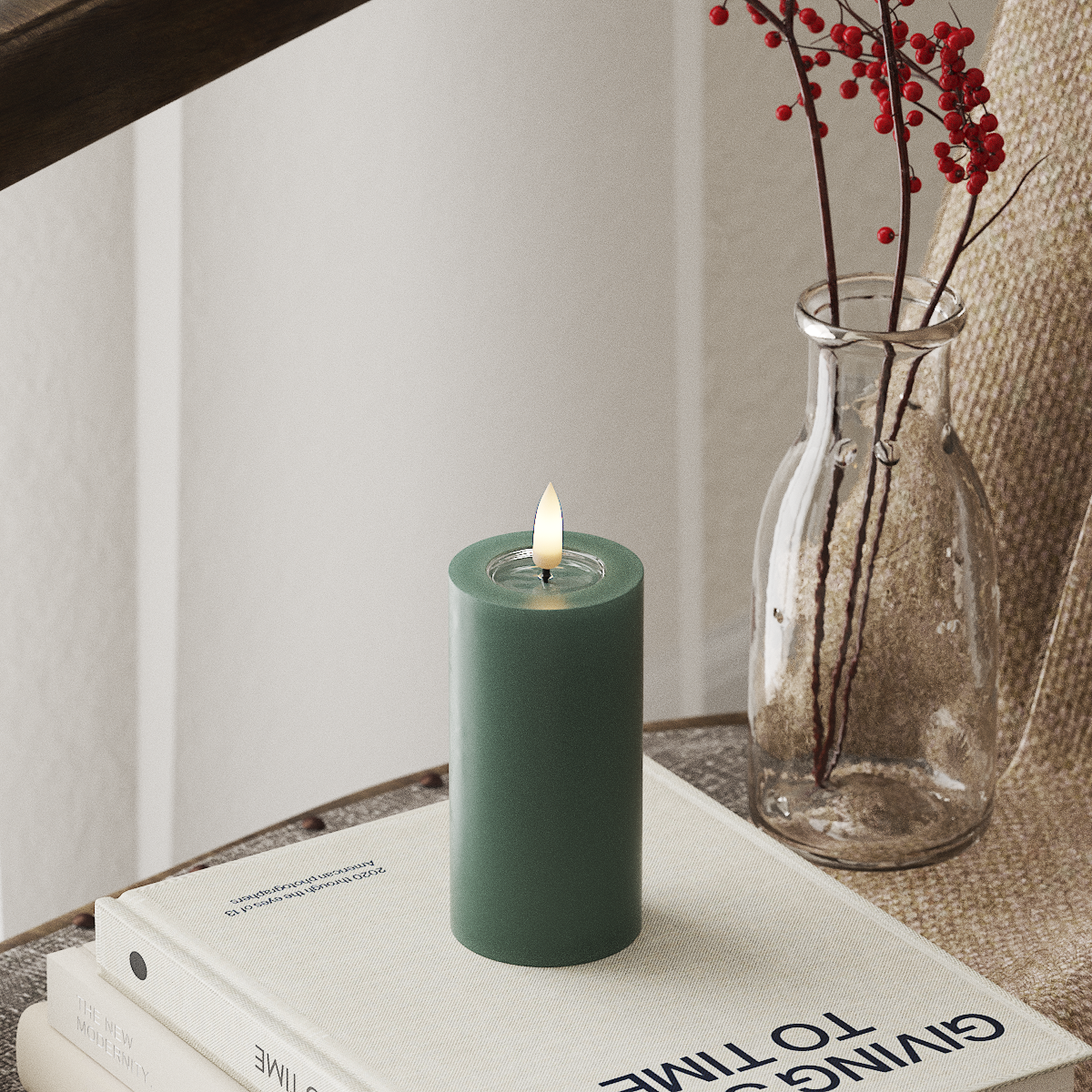Deluxe Homeart LED Pillar candle Ø 5 x 10 cm Jade Green LED Pillar candle 4