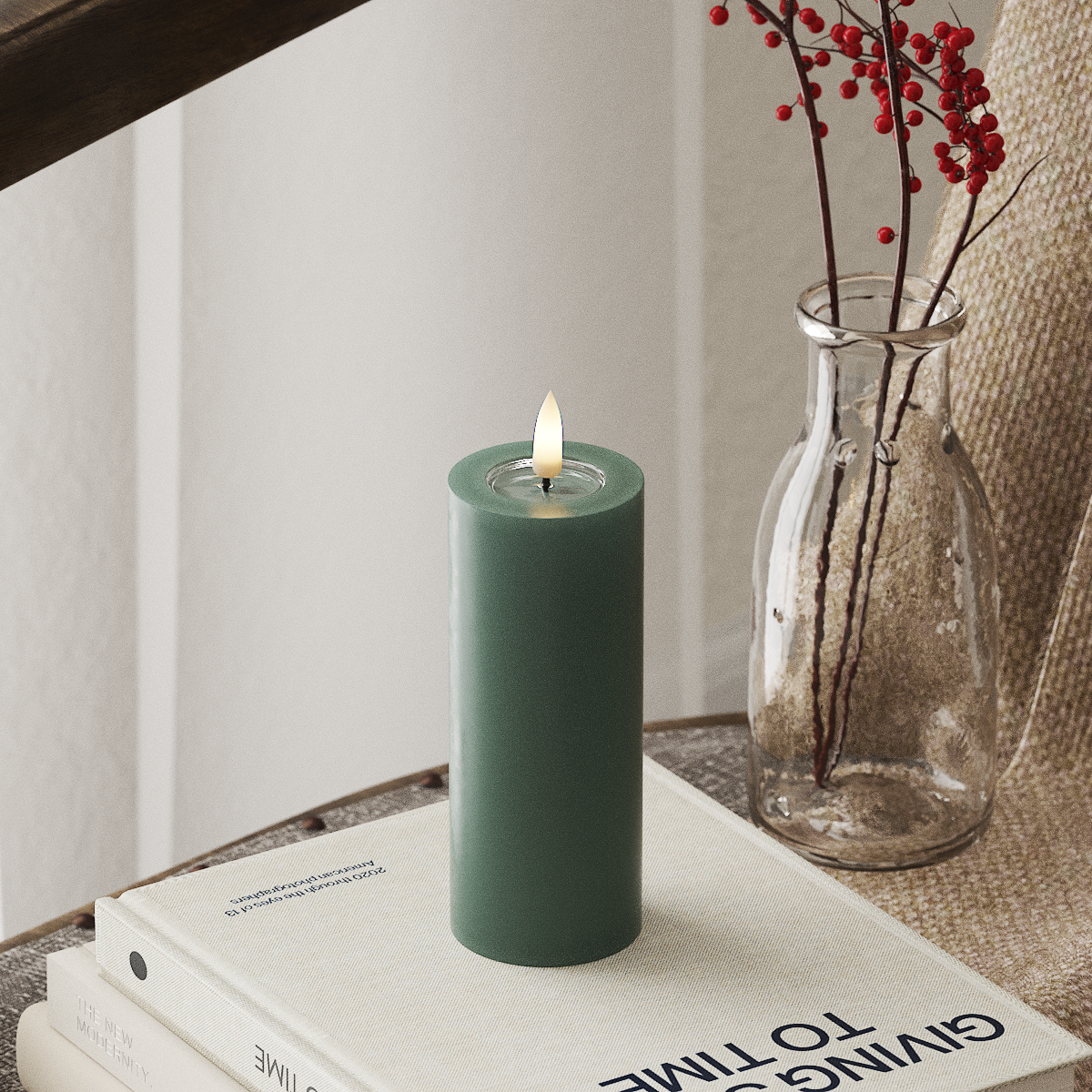 Deluxe Homeart LED Pillar candle Ø 5 x 12.5 cm Jade Green LED Pillar candle 4
