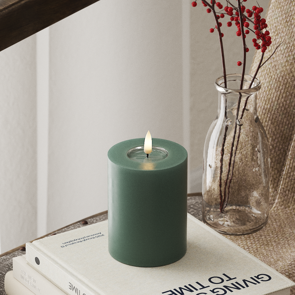 Deluxe Homeart LED Pillar candle Ø 7.5 x 10 cm Jade Green LED Pillar candle 4