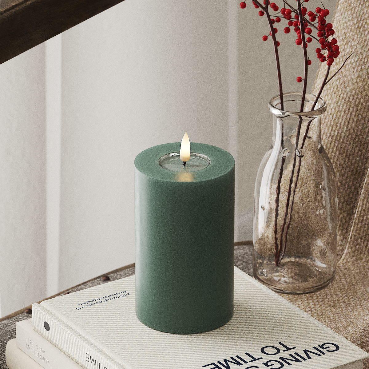 Deluxe Homeart LED Pillar candle Ø 7.5 x 12.5 cm Jade Green LED Pillar candle 4