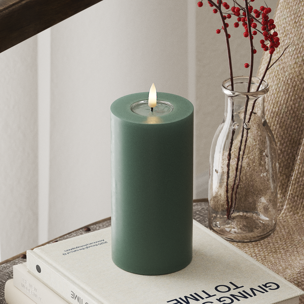 Deluxe Homeart LED Pillar candle Ø 7.5 x 15 cm Jade Green LED Pillar candle 4