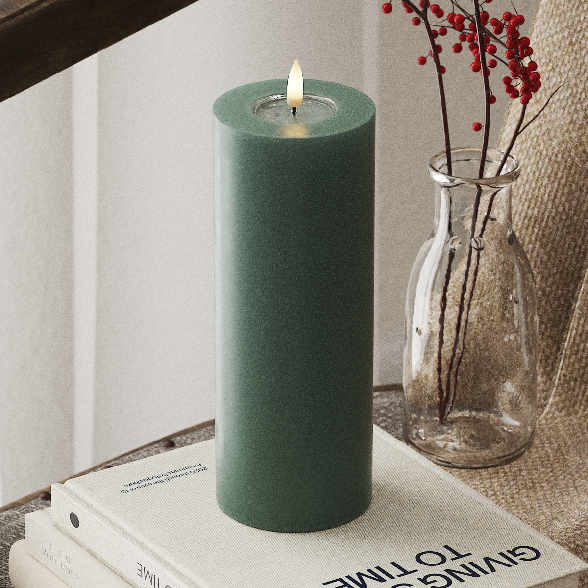 Deluxe Homeart LED Pillar candle Ø 7.5 x 20 cm Jade Green LED Pillar candle 4