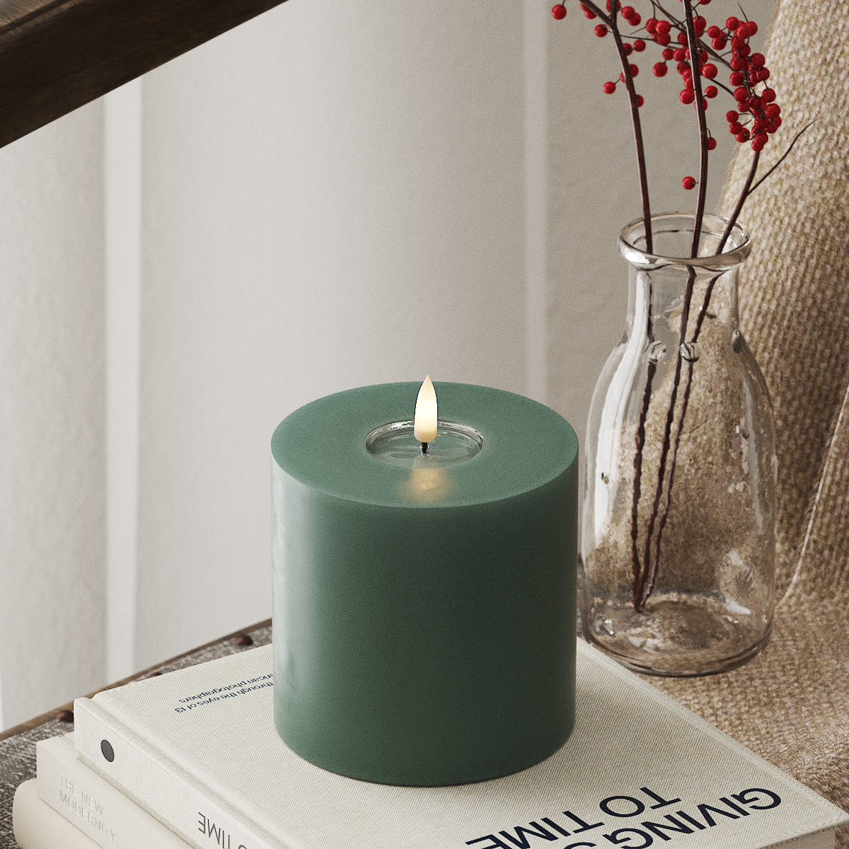 Deluxe Homeart LED Pillar candle Ø 10 x 10 cm Jade Green LED Pillar candle 4