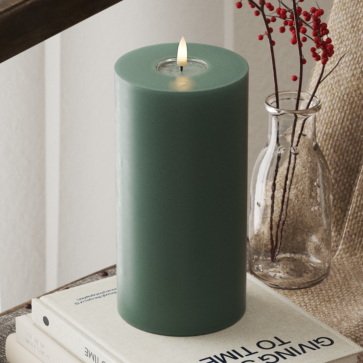 Deluxe Homeart LED Pillar candle Ø 10 x 20 cm Jade Green LED Pillar candle 4