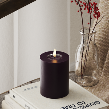 Deluxe Homeart LED Bloklys Ø 7,5 x 10 cm Mørkelilla LED bloklys 4