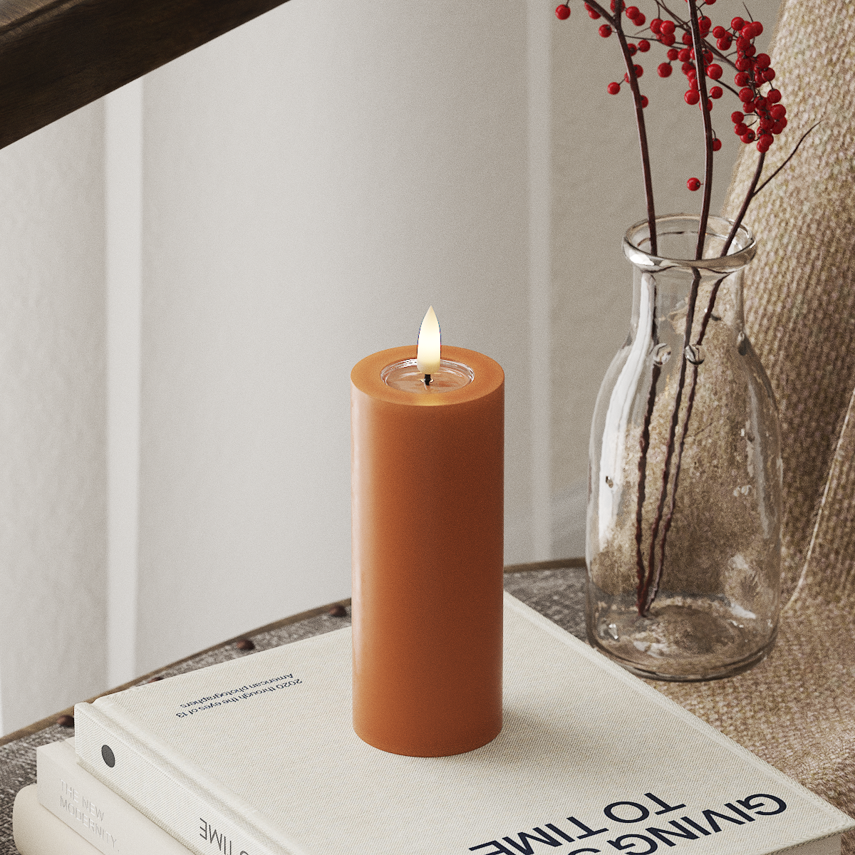 Deluxe Homeart LED Pillar candle Ø 5 x 12.5 cm Orange LED Pillar candle 4
