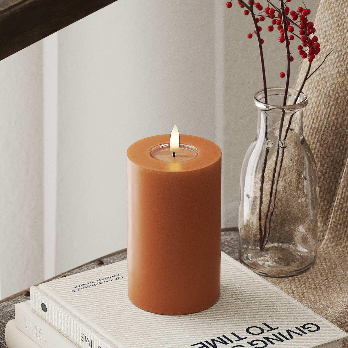 Deluxe Homeart LED Pillar candle Ø 7.5 x 12.5 cm Orange LED Pillar candle 4