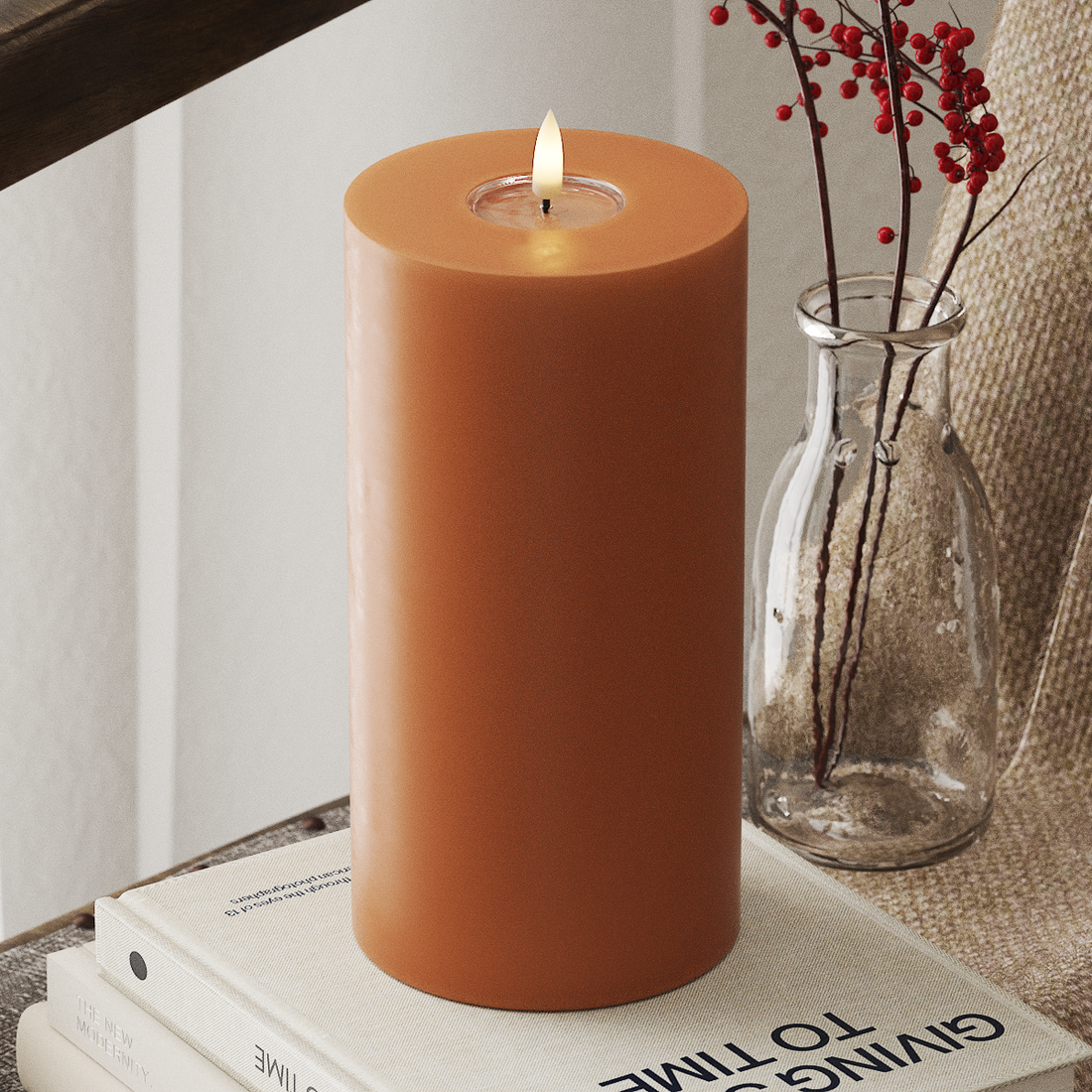 Deluxe Homeart LED Pillar candle Ø 10 x 20 cm Orange LED Pillar candle 4