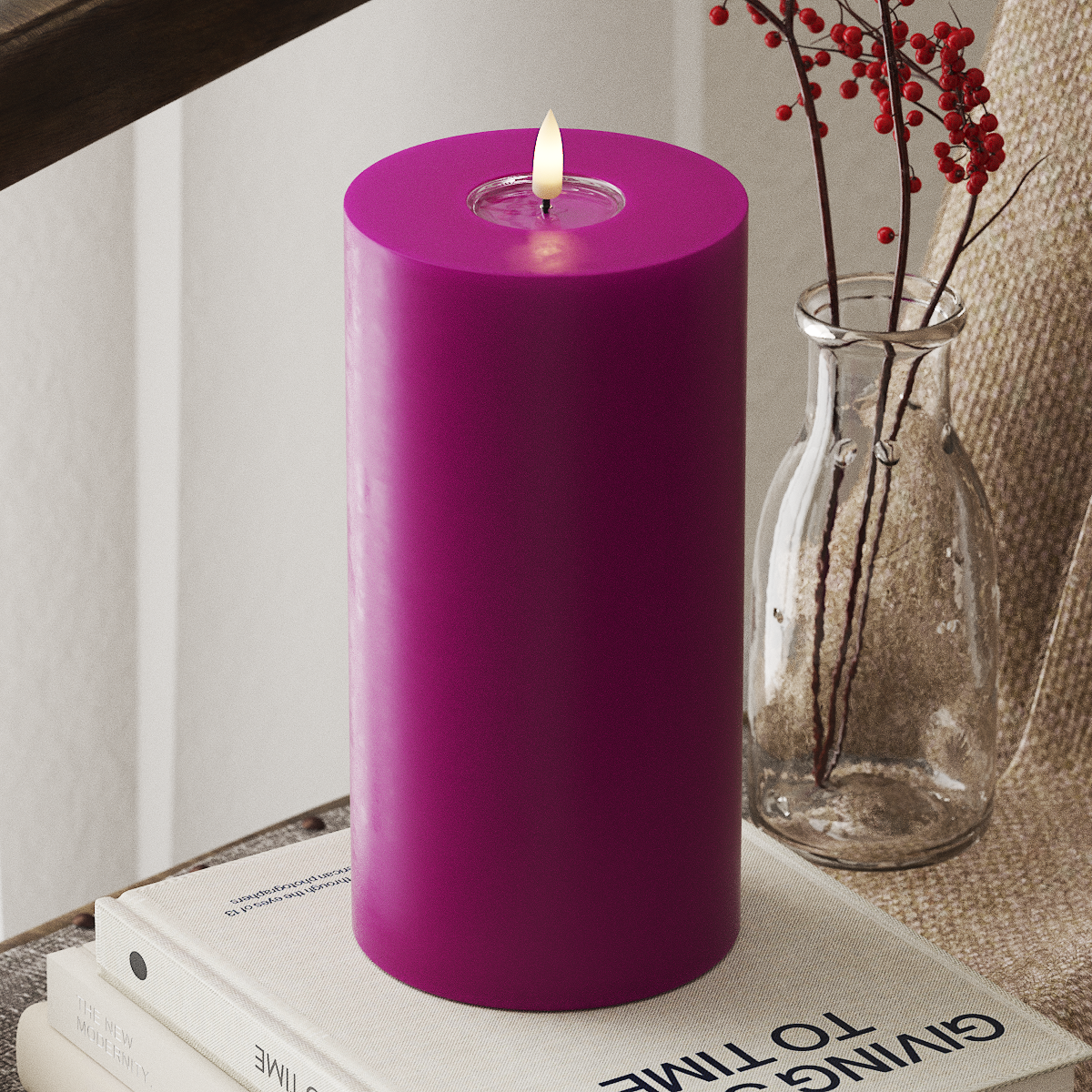 Deluxe Homeart LED Pillar candle Ø 10 x 20 cm Violet LED Pillar candle 4
