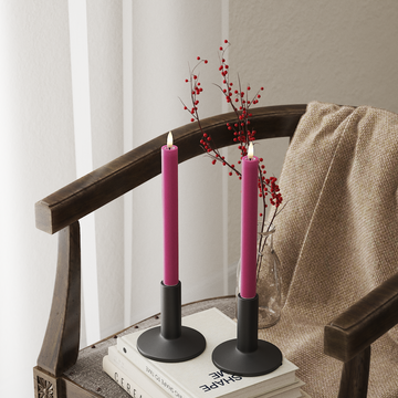 Deluxe Homeart LED Dinner candle 2 pieces, Ø 2 x 24 cm Magenta LED Dinner candle 4