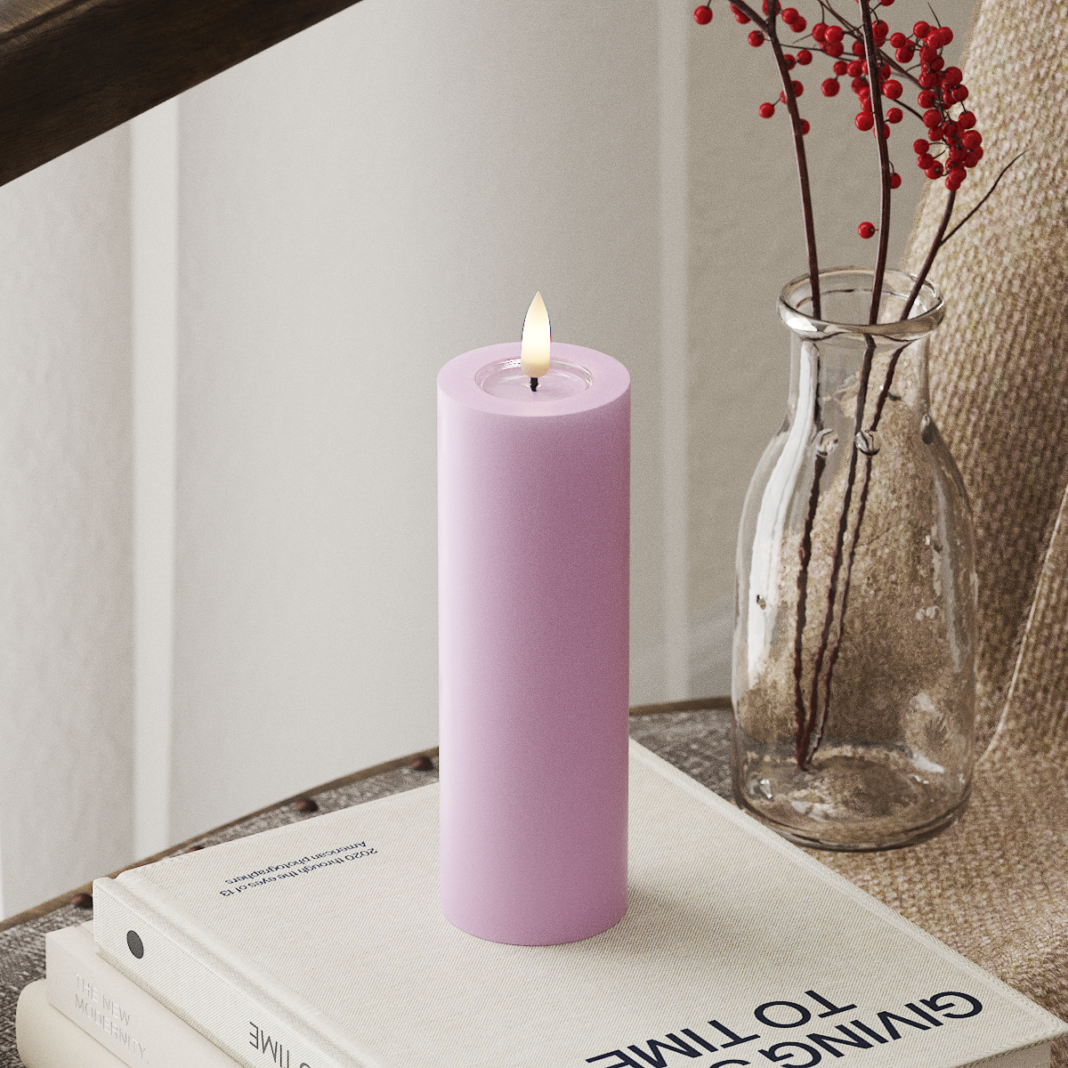 Deluxe Homeart LED Pillar candle Ø 5 x 15 cm Lavender LED Pillar candle 4