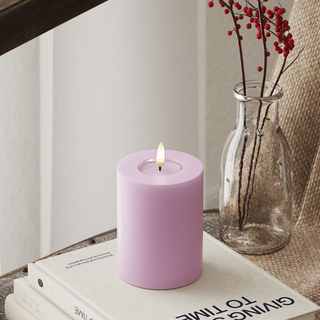 Deluxe Homeart LED Pillar candle Ø 7.5 x 10 cm Lavender LED Pillar candle 4