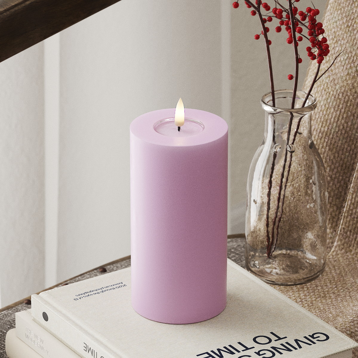 Deluxe Homeart LED Pillar candle Ø 7.5 x 15 cm Lavender LED Pillar candle 4