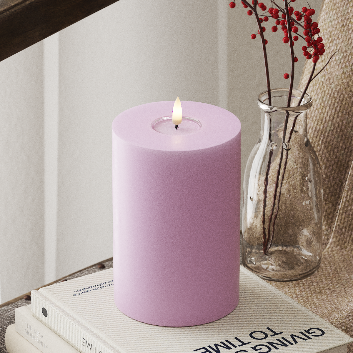 Deluxe Homeart LED Pillar candle Ø 10 x 15 cm Lavender LED Pillar candle 4