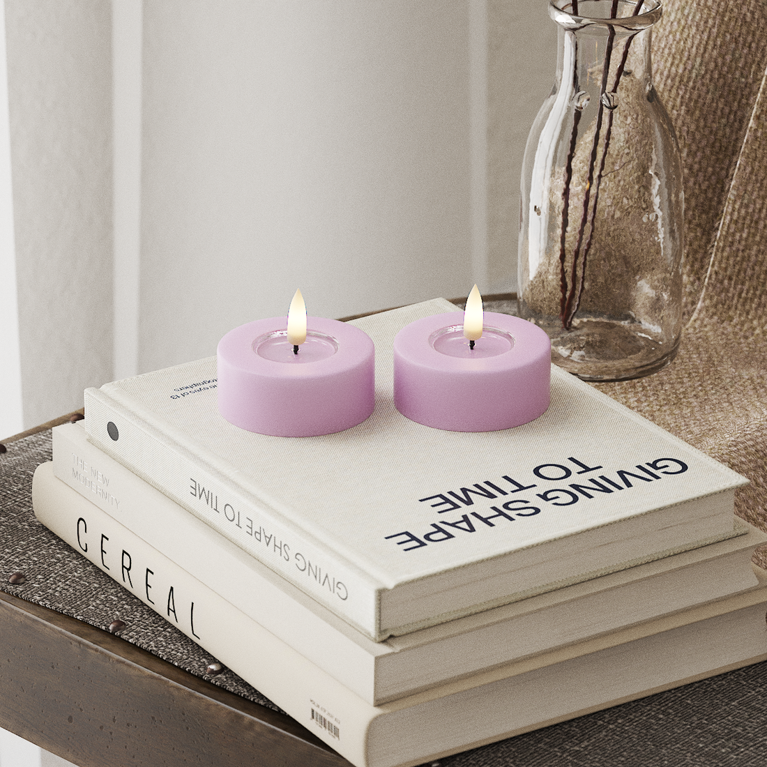Deluxe Homeart LED Jumbo Tealight candle 2 pieces Large Lavender LED jumbo Tealight candle 4
