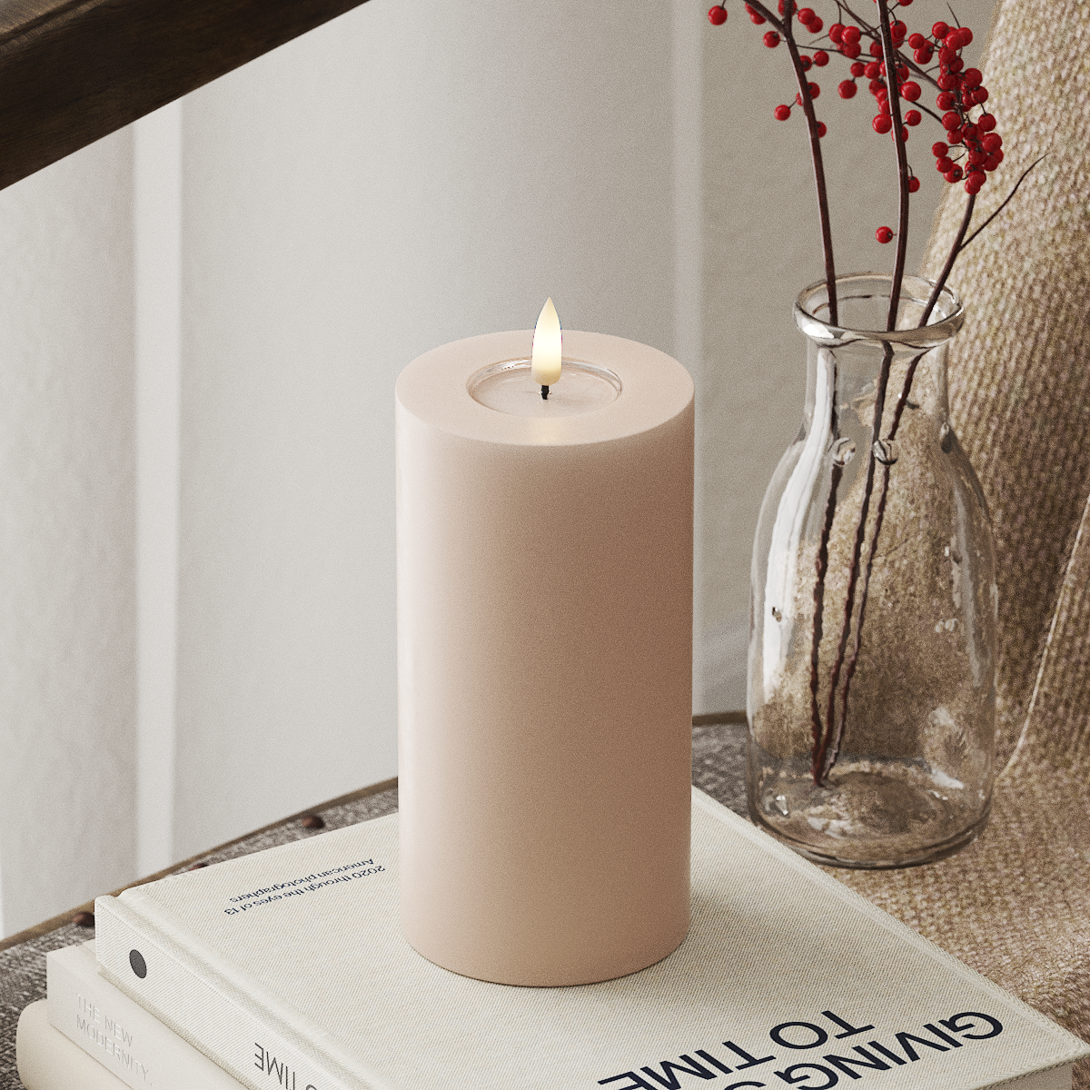 Deluxe Homeart LED Pillar candle Ø 7.5 x 15 cm Pink LED Pillar candle 4