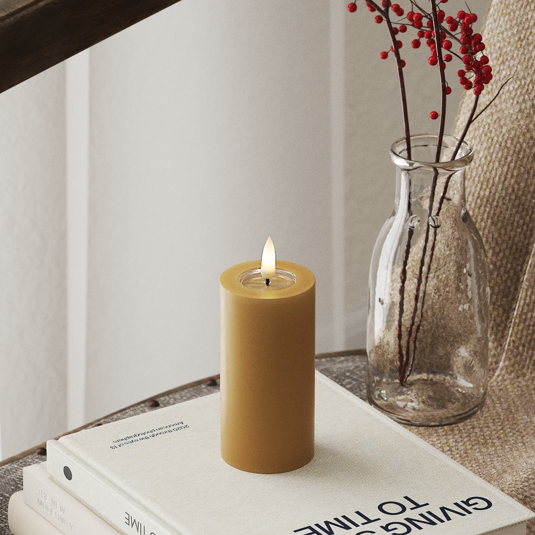 Deluxe Homeart LED Blokklys Ø 5 x 10 cm Curry LED blokklys 4