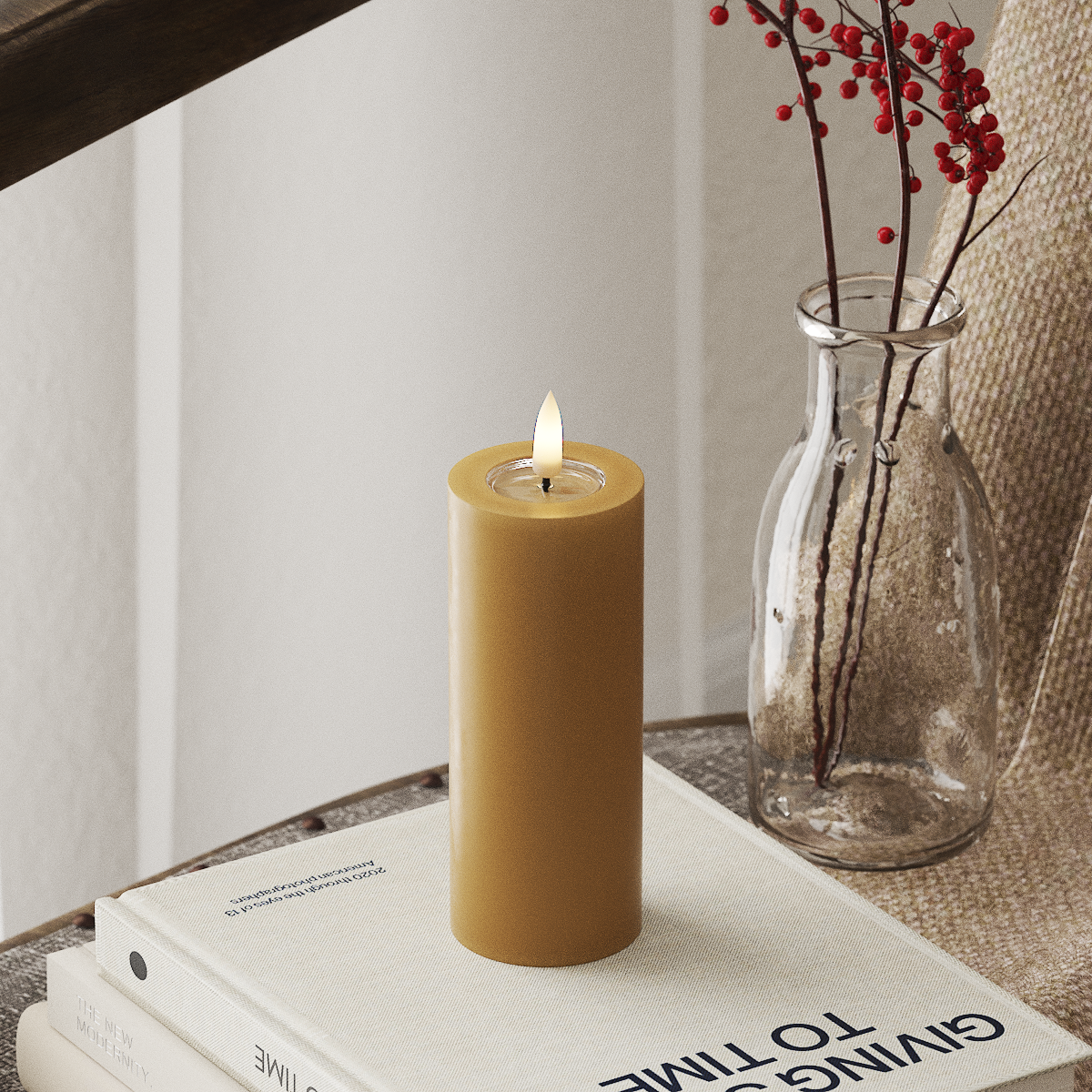 Deluxe Homeart LED Pillar candle Ø 5 x 12.5 cm Curry LED Pillar candle 4