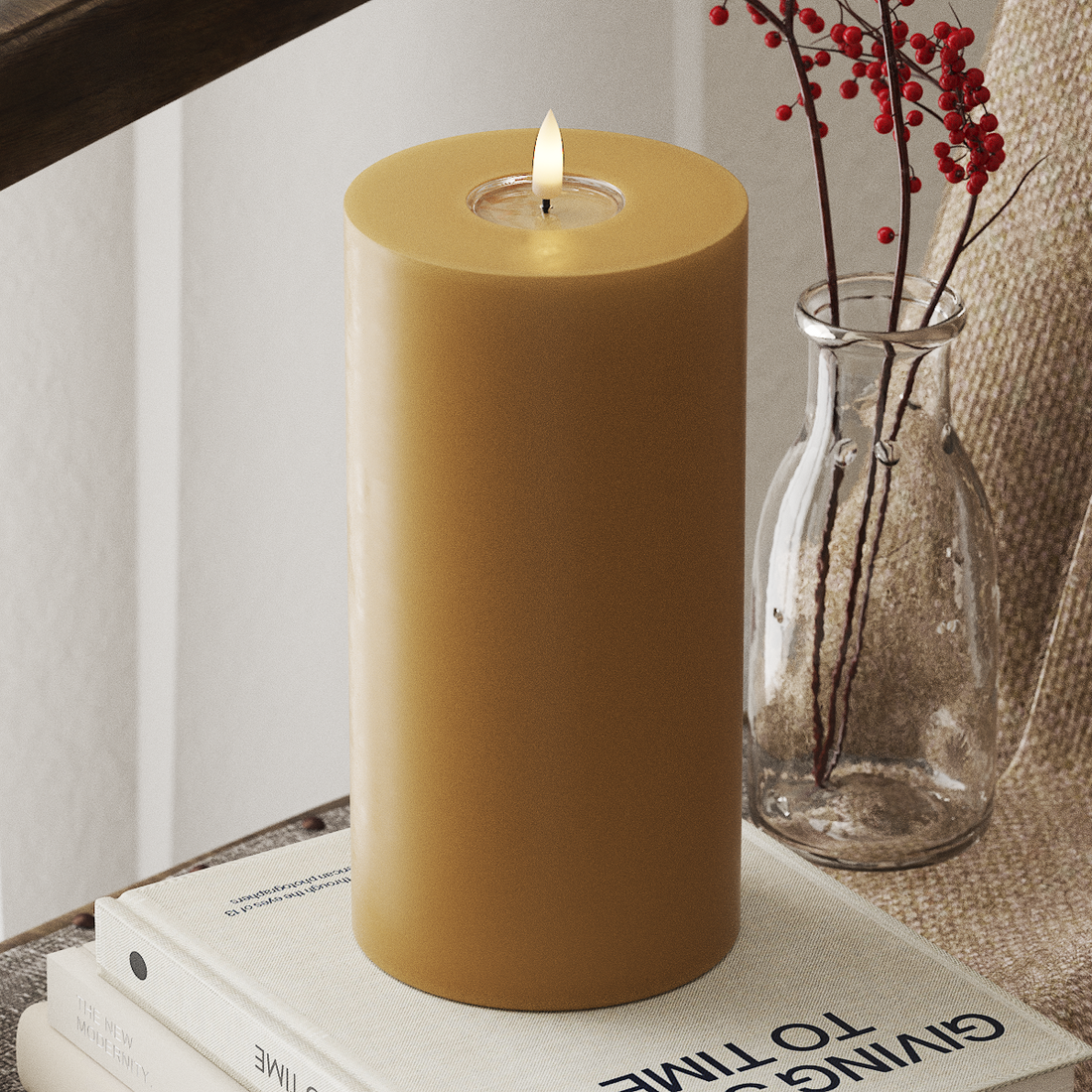 Deluxe Homeart LED Blokklys Ø 10 x 20 cm Curry LED blokklys 4