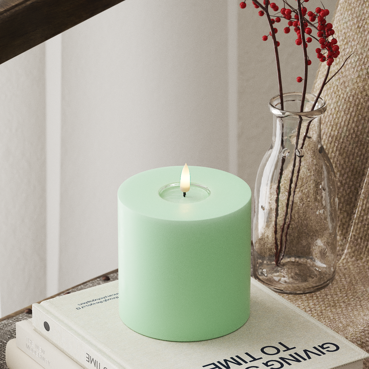 Deluxe Homeart LED Pillar candle Ø 10 x 10 cm Mint LED Pillar candle 4