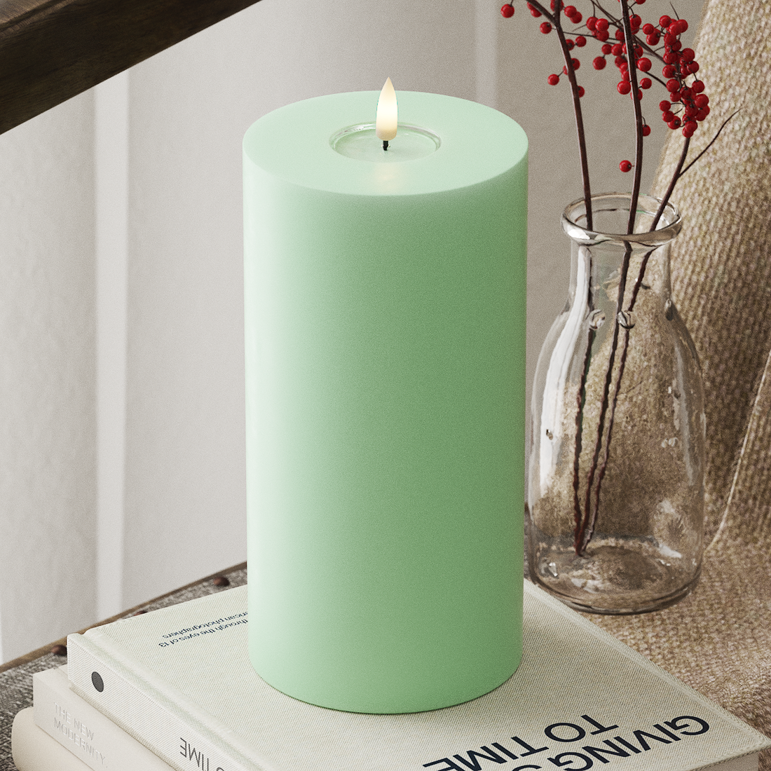 Deluxe Homeart LED Pillar candle Ø 10 x 20 cm Mint LED Pillar candle 4