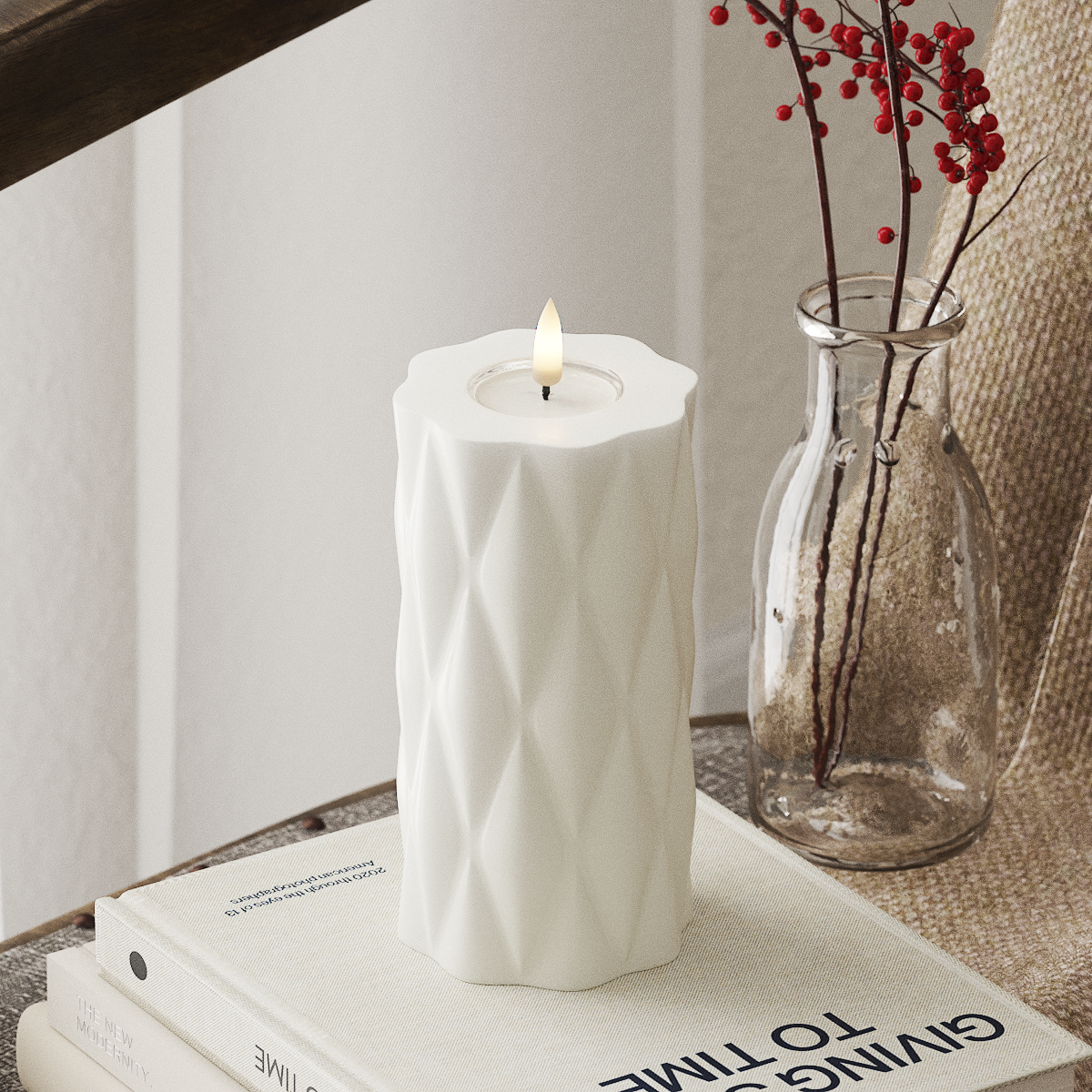 Deluxe Homeart Harlequin LED Pillar candle Ø 7.5 x 15 cm White LED Harlequin 4