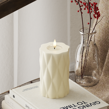 Deluxe Homeart Harlequin LED Pillar candle Ø 7.5 x 12.5 cm Cream LED Harlequin 4