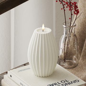 Deluxe Homeart LED Ribbed candle D 10 x H 15 cm White LED Ribbed candle 4