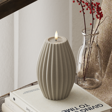Deluxe Homeart LED Ribbed candle D 10 x H 15 cm Sand LED Ribbed candle 4
