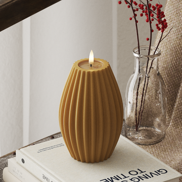 Deluxe Homeart LED Ribbed candle D 10 x H 15 cm Curry LED Ribbed candle 4