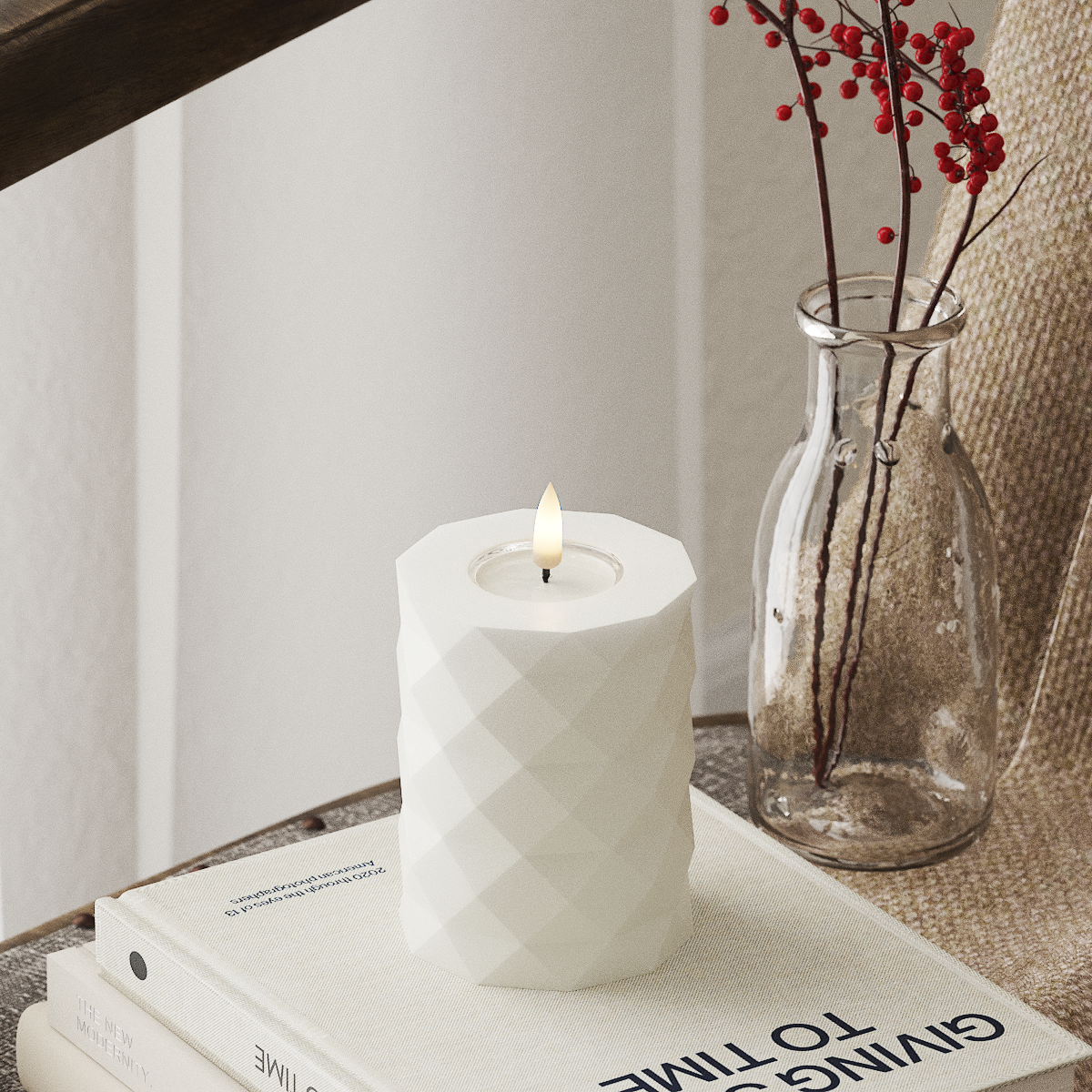 Deluxe Homeart Square LED Pillar candle Ø 7.5 x 10 cm White LED Square 4