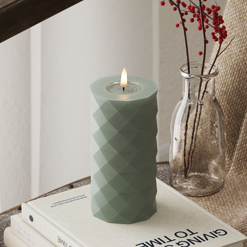 Deluxe Homeart Square LED Pillar candle Ø 7.5 x 15 cm Sage Green LED Square 4