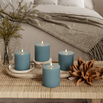 LED Pillar candle Ø 10 x 10 cm Jade Green - 4 pcs