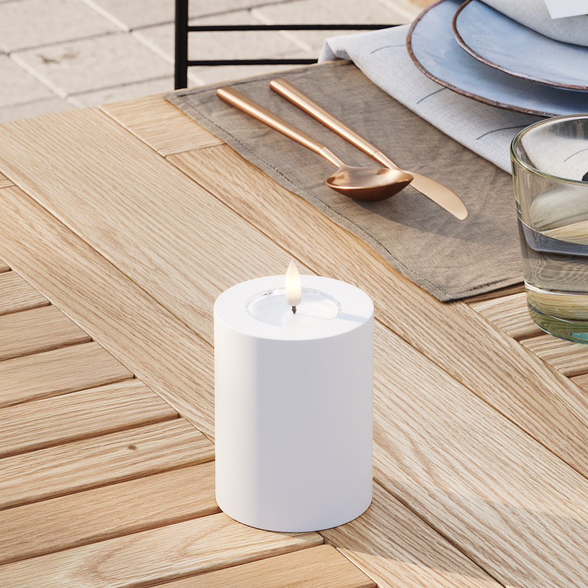 Deluxe Homeart Outdoors LED Pillar candle Ø 7.5 x 10 cm White LED outdoor light Pillar candle 3