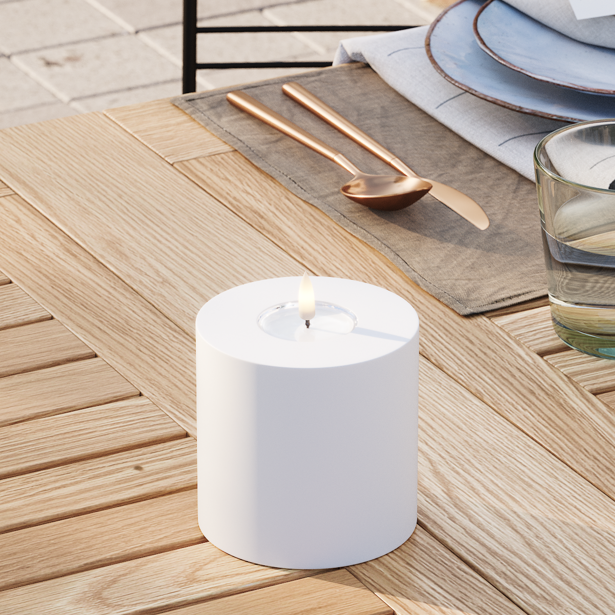 Deluxe Homeart Utendørs LED Blokklys Ø 10 x 10 cm Hvit LED utendørs lysblokklys 3