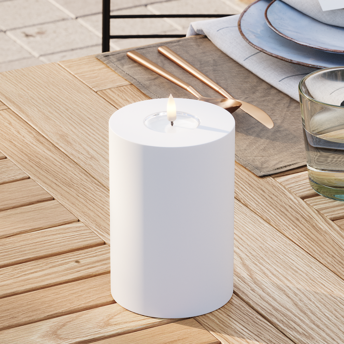 Deluxe Homeart Outdoors LED Pillar candle Ø 10 x 15 cm White LED outdoor light Pillar candle 3