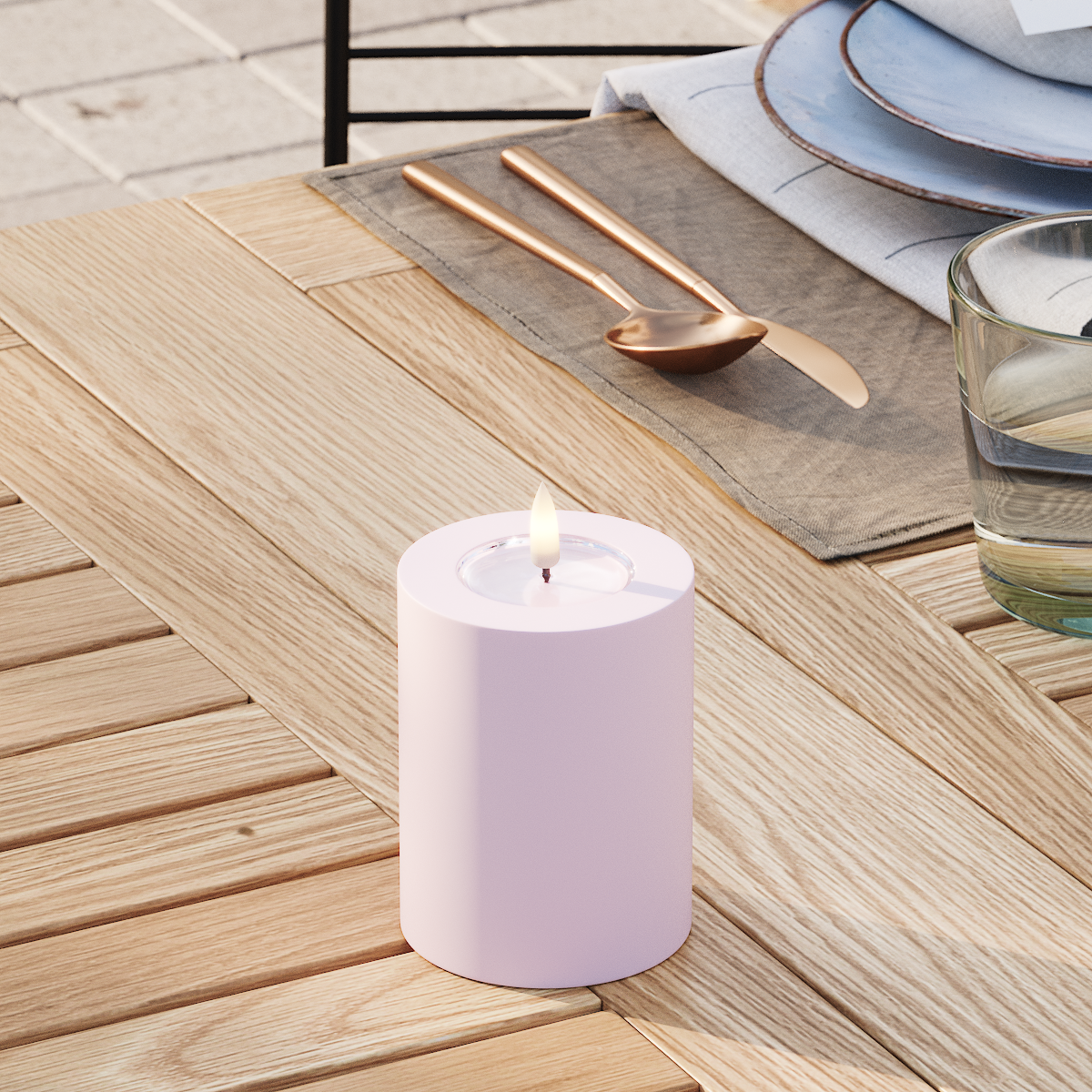 Deluxe Homeart Outdoors LED Pillar candle Ø 7.5 x 10 cm Dusty Red LED outdoor light Pillar candle 3