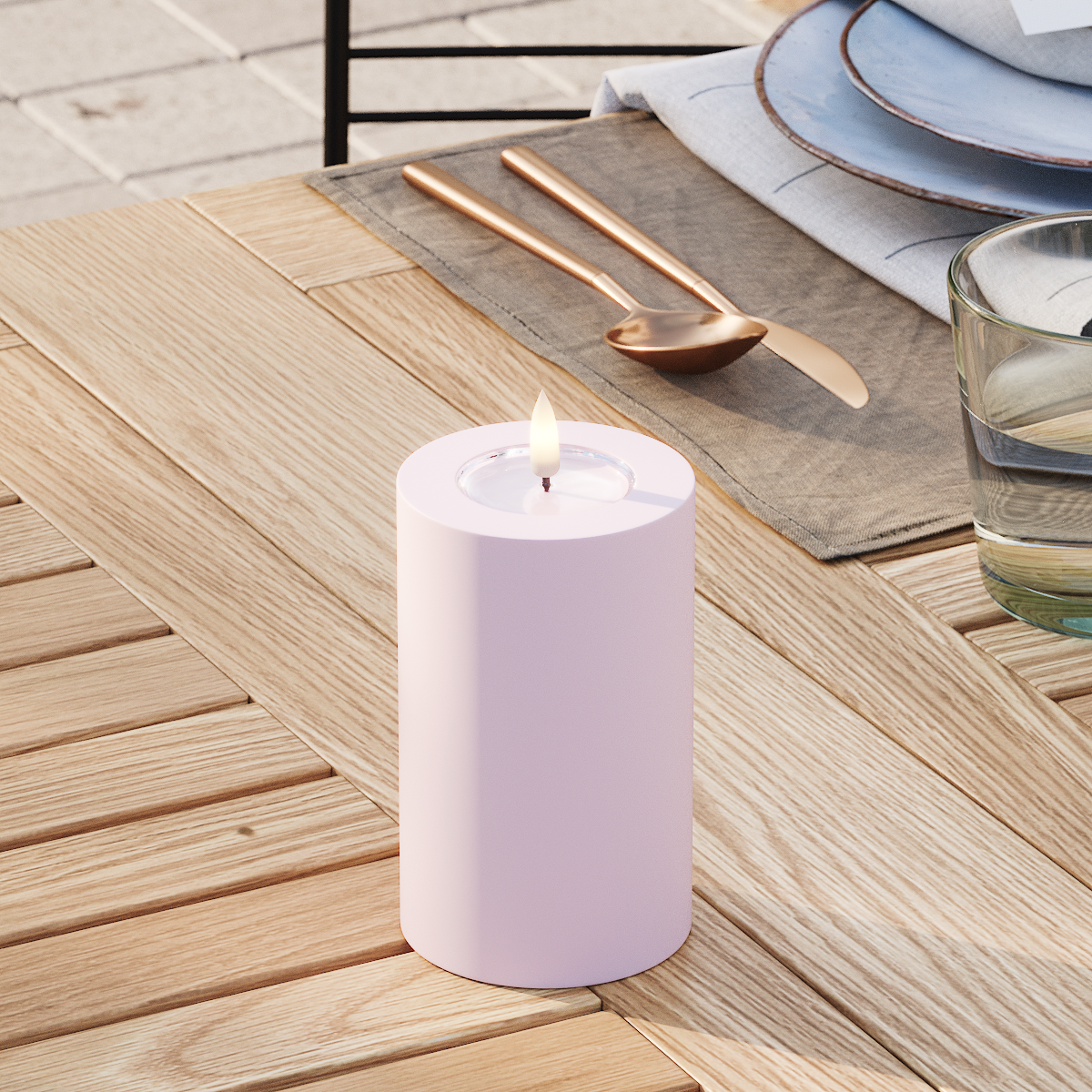 Deluxe Homeart Outdoors LED Pillar candle Ø 7.5 x 12.5 cm Dusty Red LED outdoor light Pillar candle 3