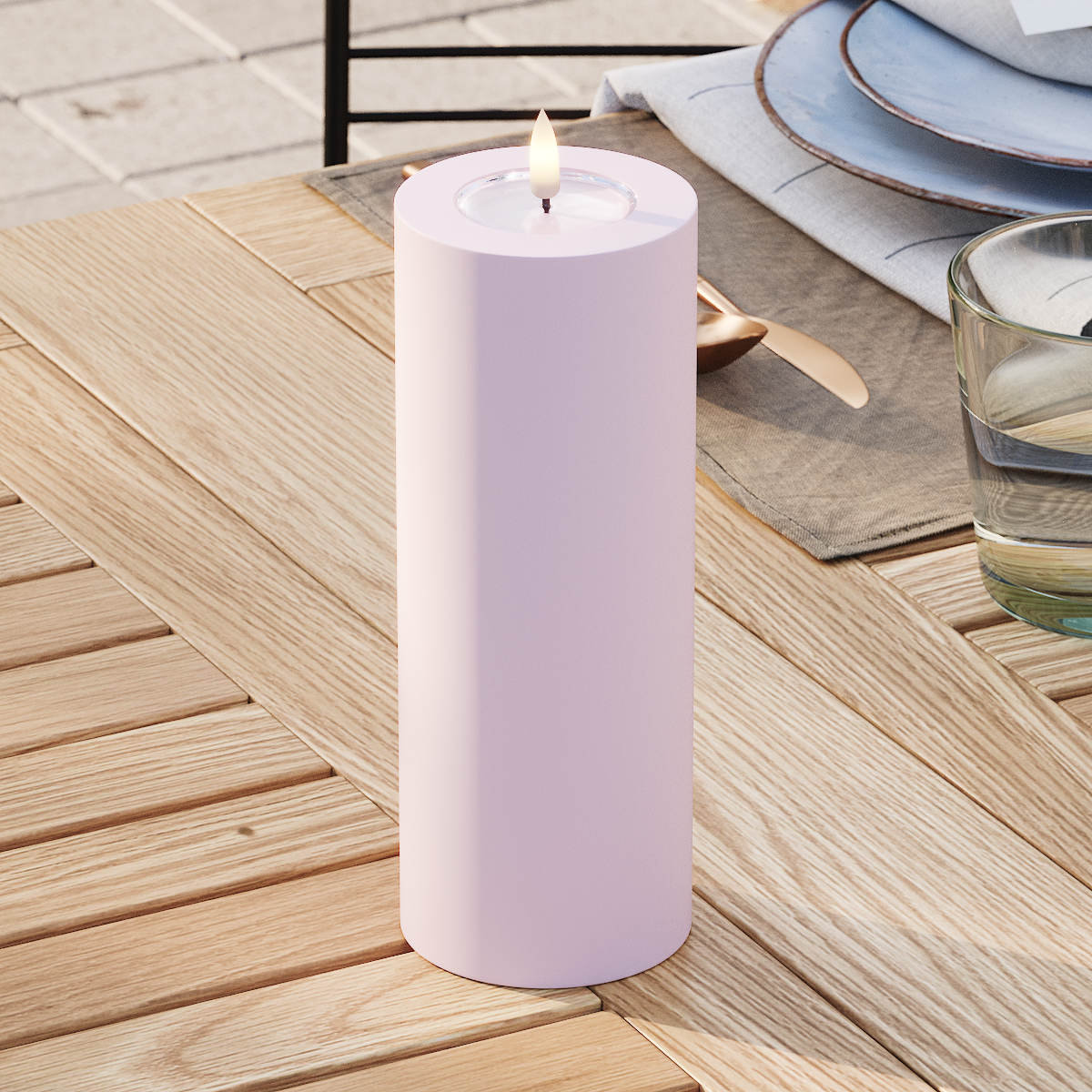 Deluxe Homeart Outdoors LED Pillar candle Ø 7.5 x 20 cm Dusty Red LED outdoor light Pillar candle 3