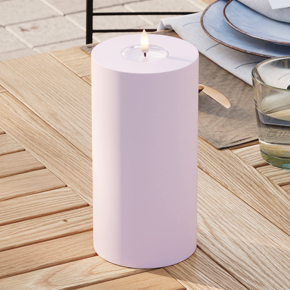 Deluxe Homeart Outdoors LED Pillar candle Ø 10 x 20 cm Dusty Red LED outdoor light Pillar candle 3