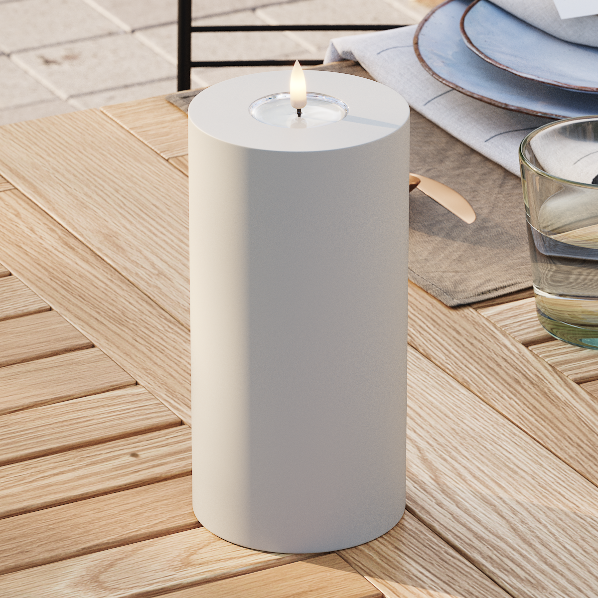 Deluxe Homeart Outdoors LED Pillar candle Ø 10 x 20 cm Sand LED outdoor light Pillar candle 3