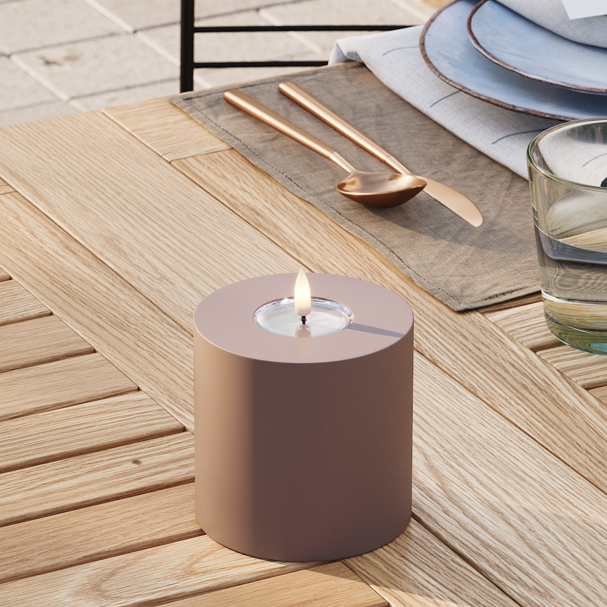 Deluxe Homeart Outdoors LED Pillar candle Ø 10 x 10 cm Caramel LED outdoor light Pillar candle 3