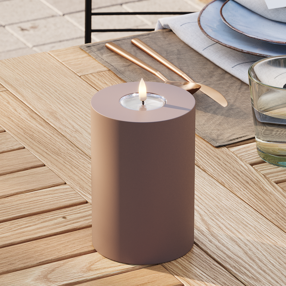 Deluxe Homeart Outdoors LED Pillar candle Ø 10 x 15 cm Caramel LED outdoor light Pillar candle 3