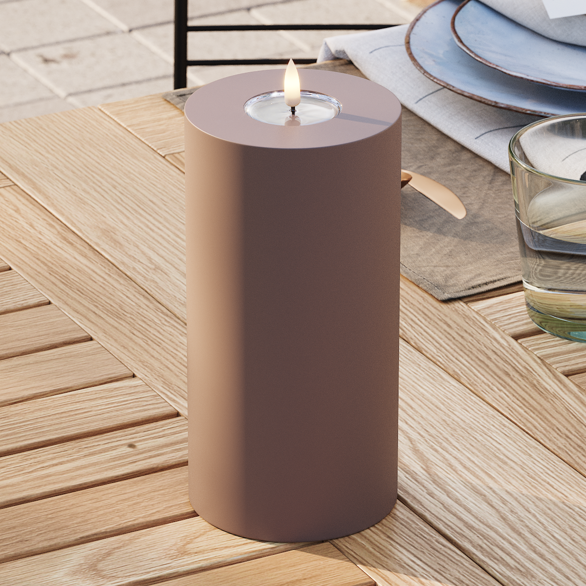 Deluxe Homeart Outdoors LED Pillar candle Ø 10 x 20 cm Caramel LED outdoor light Pillar candle 3