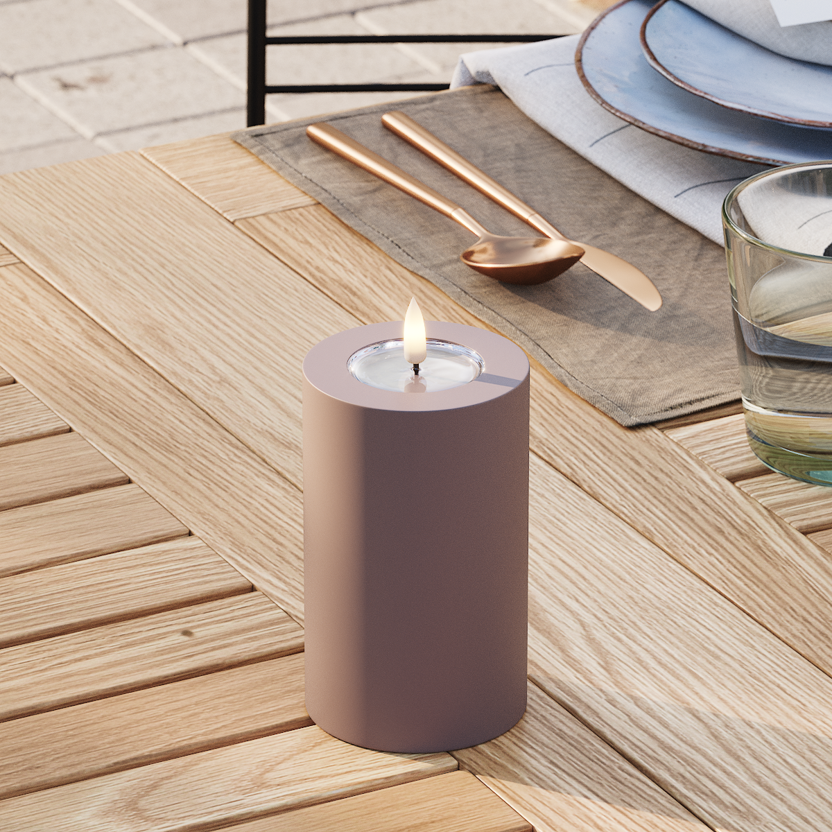 Deluxe Homeart Outdoors LED Pillar candle Ø 7.5 x 12.5 cm Mocha LED outdoor light Pillar candle 3