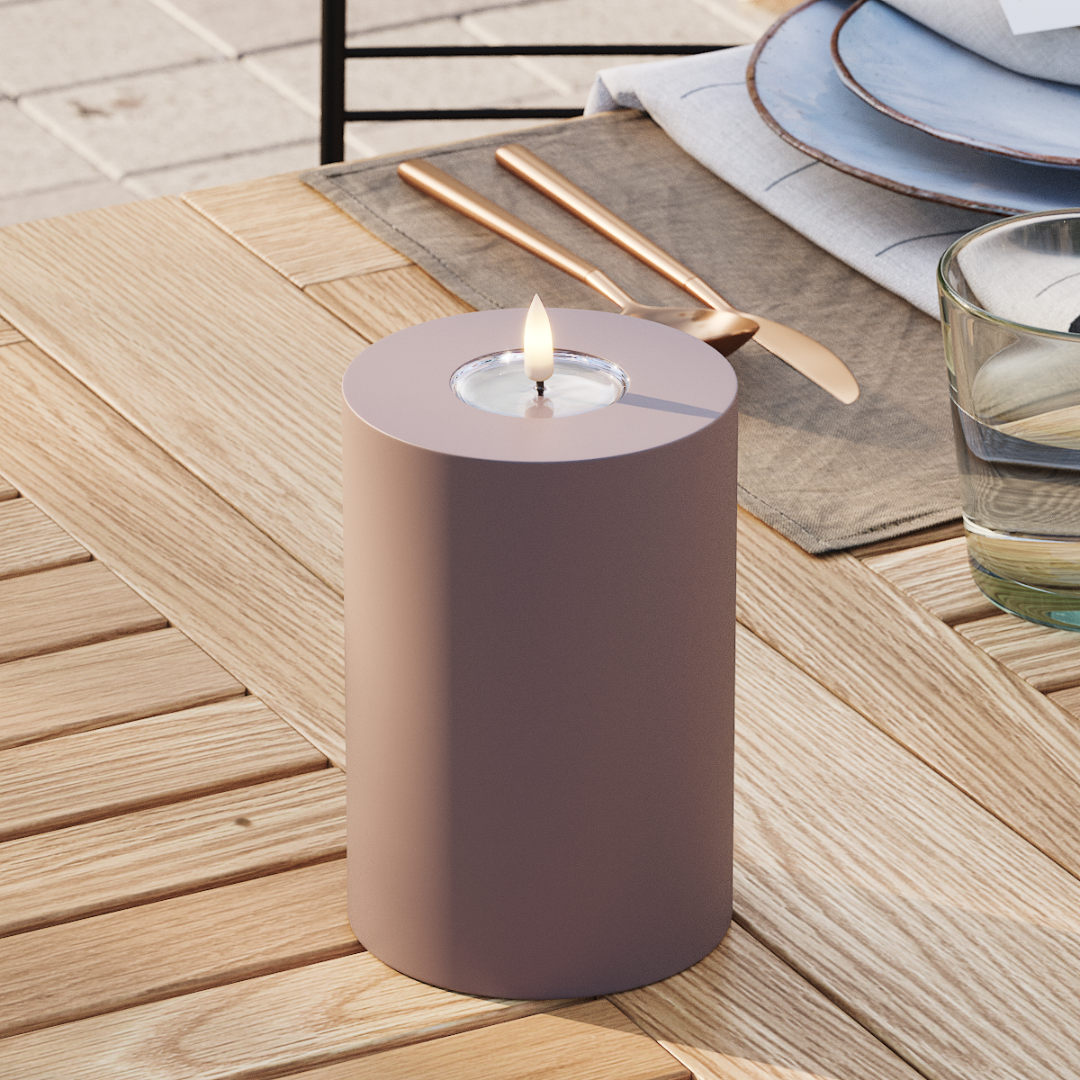 Deluxe Homeart Outdoors LED Pillar candle Ø 10 x 15 cm Mocha LED outdoor light Pillar candle 3