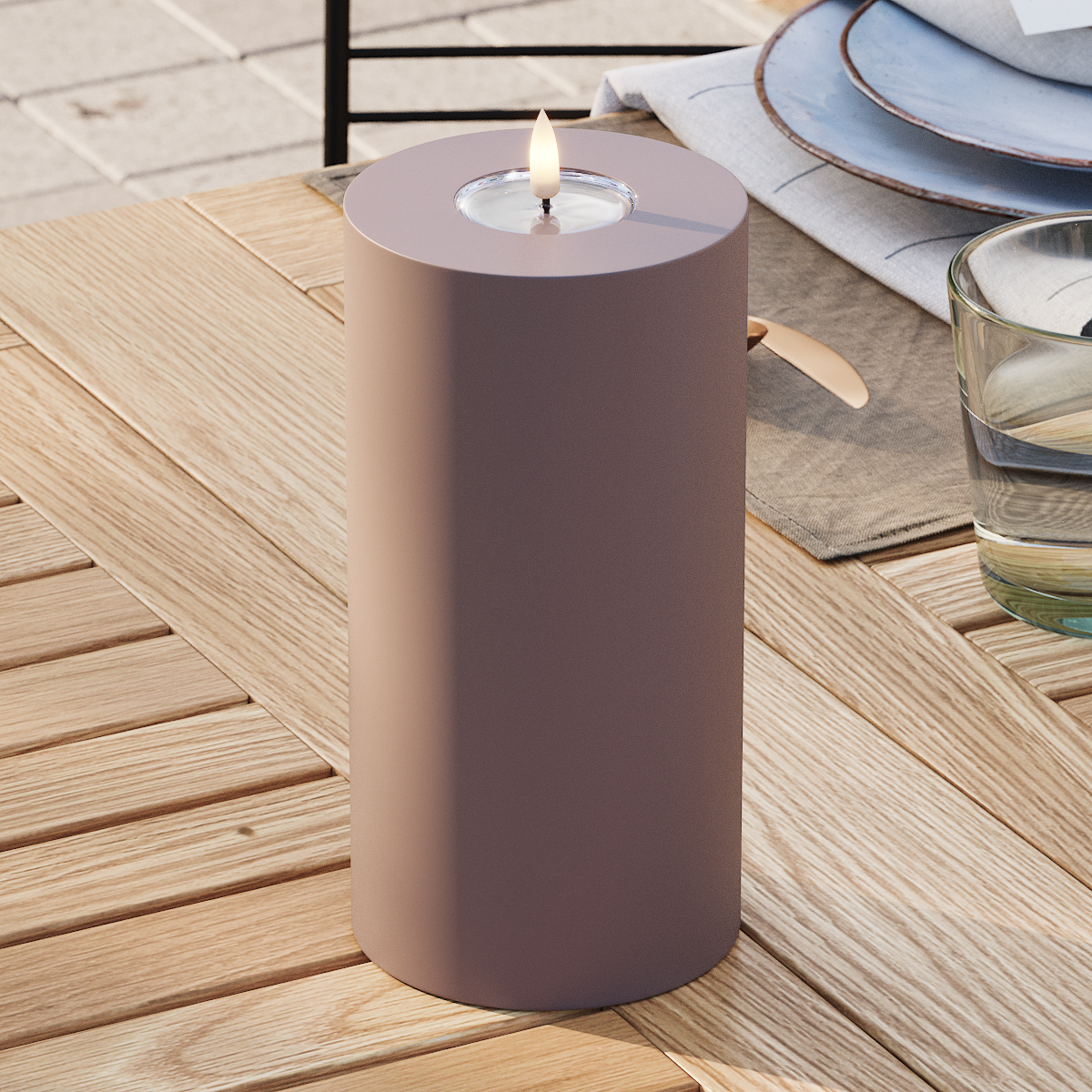 Deluxe Homeart Outdoors LED Pillar candle Ø 10 x 20 cm Mocha LED outdoor light Pillar candle 3